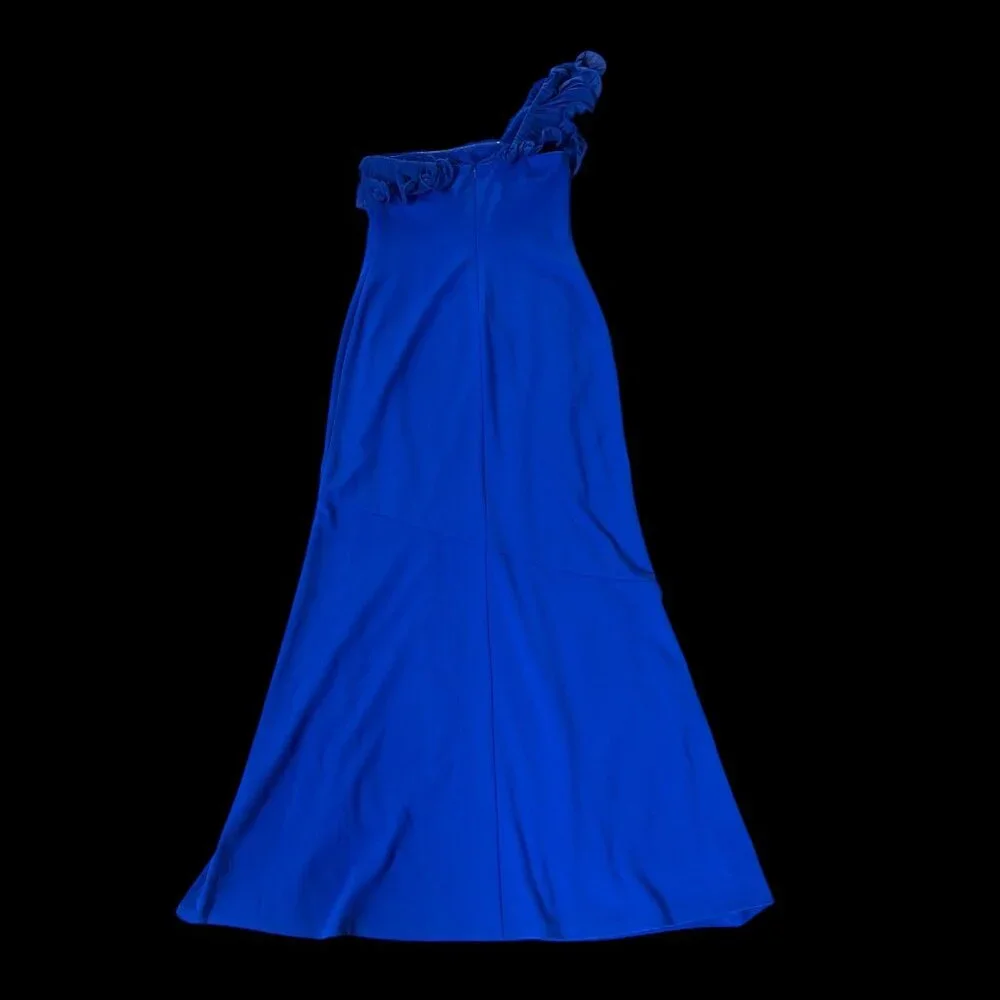 Lauren Ralph Lauren Womens One Shoulder Royal Blue Dress Size 4 Lined Sleeveless - Picture 3 of 6